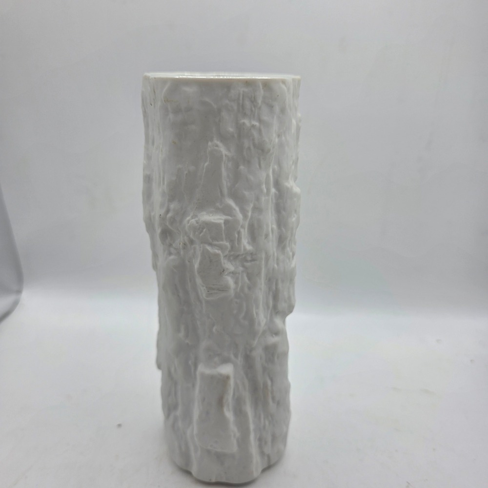 Vintage Bareuther Waldsassen #244 White Bark Vase Bavaria Germany MCM Porcelain